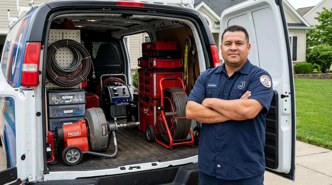 Professional drain cleaning equipment and Johns Plumbing LLC plumber in Scottdale
