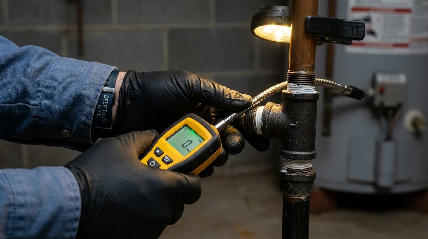 Gas leak detection with electronic sniffer by Johns Plumbing LLC in Scottdale